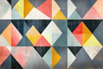 Abstract Geometric Pattern with Colorful Triangles and Squares