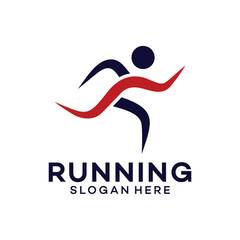 Running Man silhouette with Finish ribbon, Marathon template, running club or sports club
