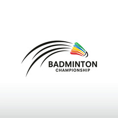Shuttlecock icon with Abstract Swoosh, Sport logo and Badminton Championship Logo