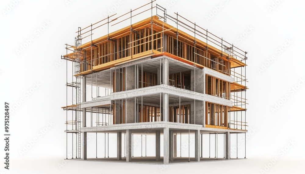 Poster 3d render of innovative construction concept on a clean white background for modern architecture