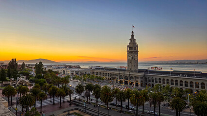 Sunset at the marina in San Francisco