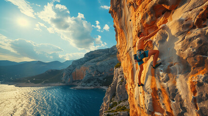 Mountain Climbers Climbing and Overcoming Challenges