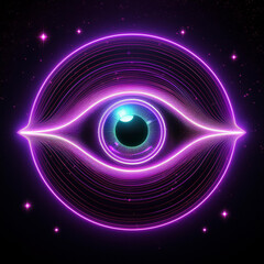 Eye, neon light, on a dark background