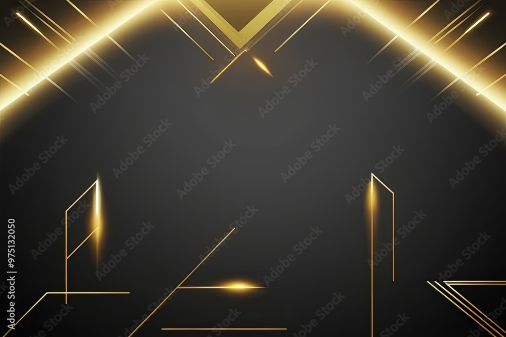 Sticker Golden Light Rays Geometric Shapes Dark Modern Background Effects