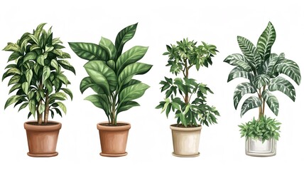 Obraz premium set of house plant in a pots