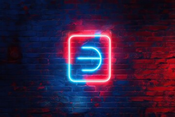 Vibrant Electric Neon Glow Surreal Gritty Background with Red and Blue Brick Patterns