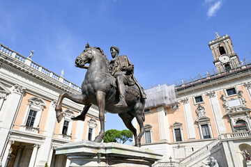 Fototapeta premium Marcus Aurelius at Piazza del Campidoglio, Rome, Italy