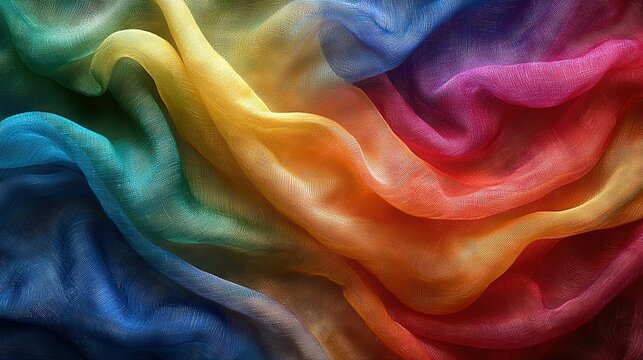   Multicolored fabric close-up with a considerable amount of fabric atop