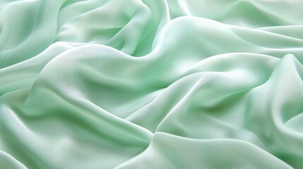 Obraz premium Soft Mint Green Fabric with Gentle Waves and Elegant Texture for Backgrounds and Design Projects