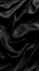 Fototapeta premium Smooth black fabric background in close-up view with natural folds creating a soft and refined texture