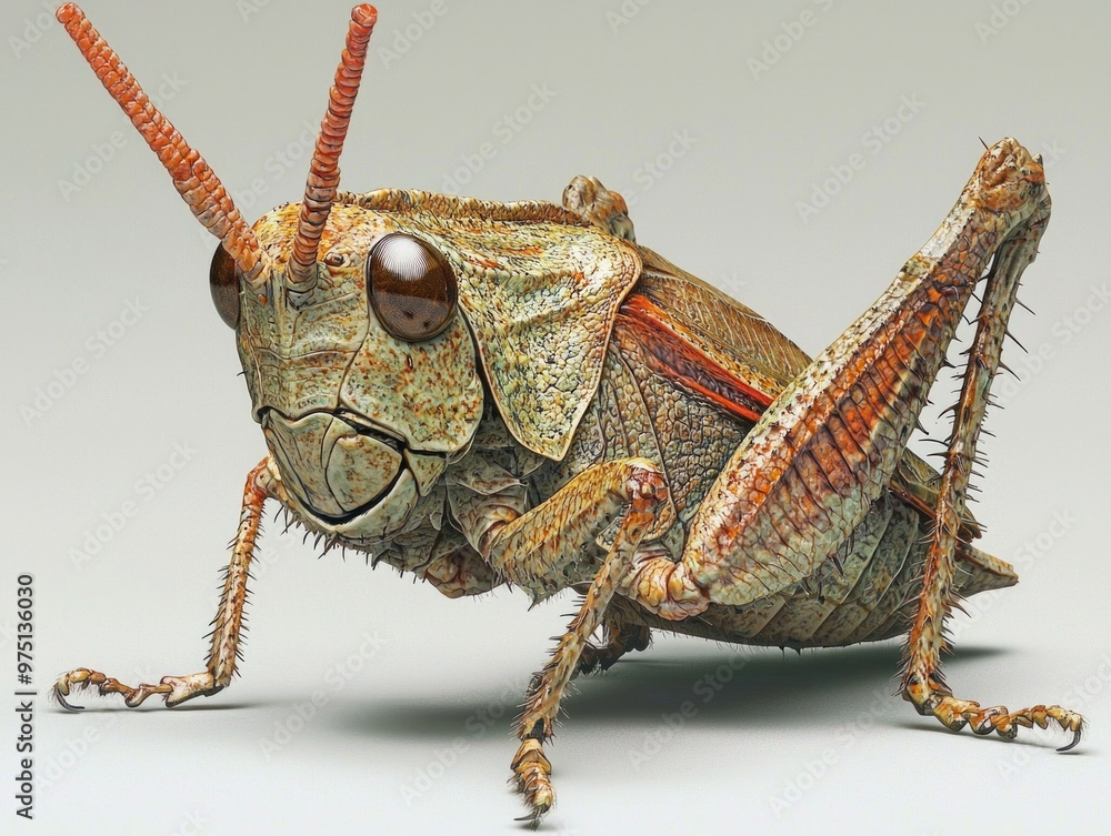 Poster treehopper showcases its fascinating horn-like structure while crawling on a smooth white surface, h