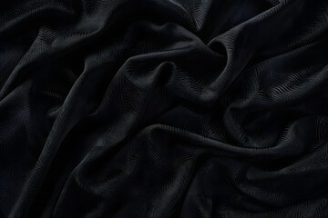 Smooth black fabric background with elegant subtle folds creating a luxurious and graceful design
