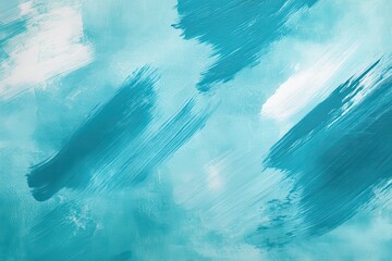 Abstract Blue and White Paint Strokes on Canvas