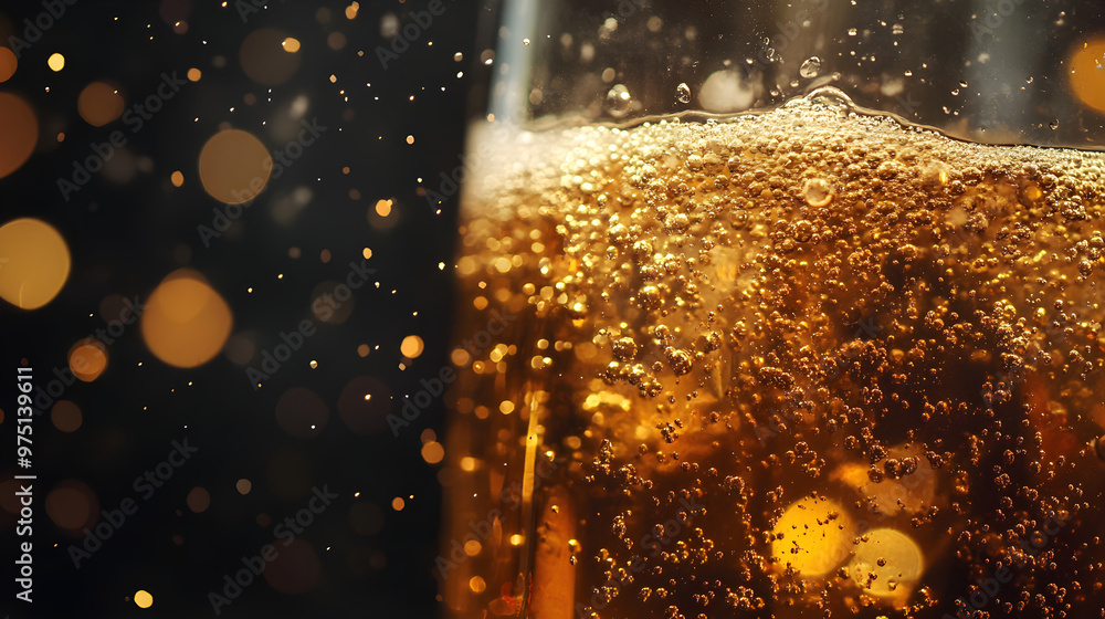 Poster a glass of soda fizzing with bubbles that look like stars creating a sparkling galaxy