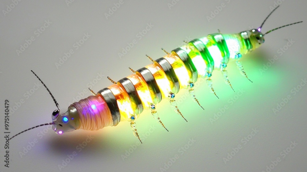 Aufkleber softly illuminating the surroundings, this glowworm displays its intricate segmented body in a dark 