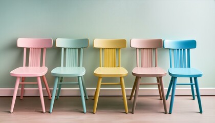 並べられたパステルカラーの椅子