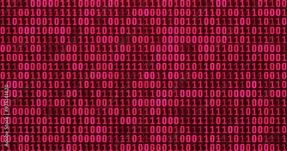 Aufkleber Cybersecurity, binary code and pattern for digital cyberspace on dark background. Network, technology abstract and programming illustration for AI training or learning with future algorithm render