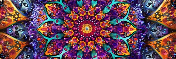 Abstract Colorful Psychedelic Mandala Art