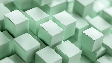 Obraz premium A collection of white cubes scattered haphazardly with a fuzzy depiction of them occupying the center of the photograph