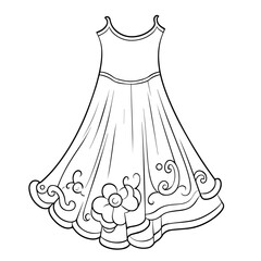Minimalist vector outline of a dress icon for versatile use.