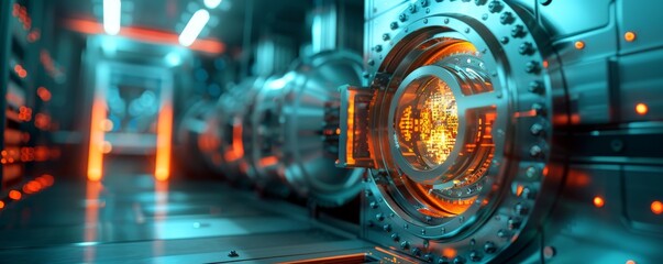 Futuristic Vault Door with Glowing Orange Interior