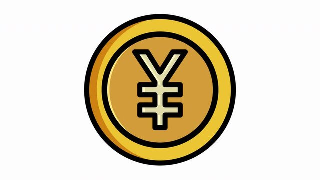 Animated, gold coin featuring yen coin, Japan money symbol, ideal for financial concepts, currency exchange, current money, economics, investment, banking, savings and investment concepts design proje