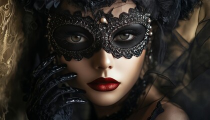 Captivating photography of halloween masquerade with mysterious masks and elegant costumes