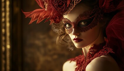 Elegant costumes and mysterious masks at a captivating halloween masquerade soiree