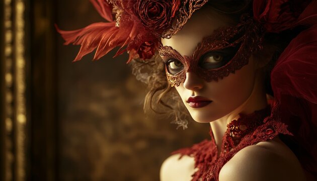 Elegant costumes and mysterious masks at a captivating halloween masquerade soiree