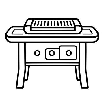 recommend clip art: Charming grill or picnic outline icon in vector format for outdoor designs.