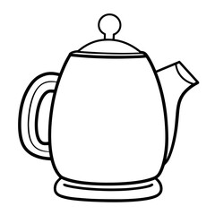 Obraz premium Classic kettle outline icon in vector format for kitchen designs.