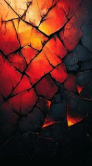 Cracked Lava Texture with Fiery Glow - Abstract image featuring cracked, molten lava with glowing red and orange highlights, representing heat, destruction, and geological activity.
