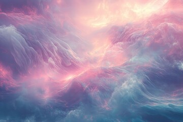 Fototapeta premium Abstract Landscape with Pink and Blue Hues and Red Lines