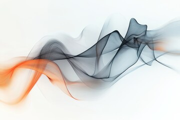 Abstract Design with Intertwined Black and Orange Waves on a White Background