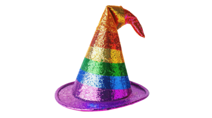 Colorful and shiny carnival hat on transparent background
