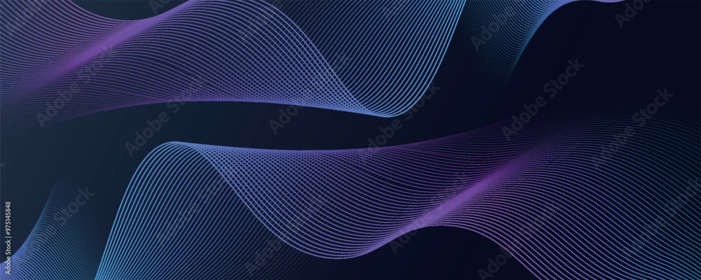 Aufkleber abstract glowing wave lines on dark blue background. dynamic wave pattern. modern flowing wavy lines