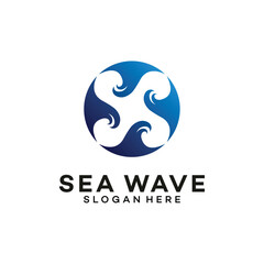 Vector abstract design template for wave. Wave circle icon.