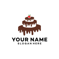 Chocolate cake with cherry design. Bake shop design