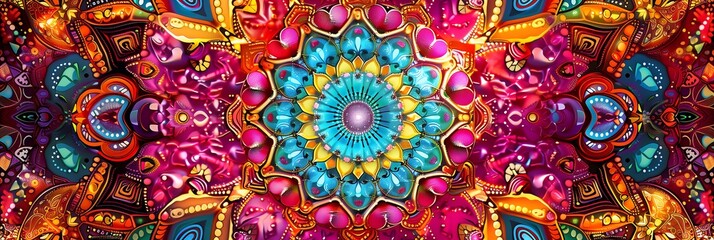 Abstract Colorful Mandala Pattern with Vivid Colors and Intricate Designs