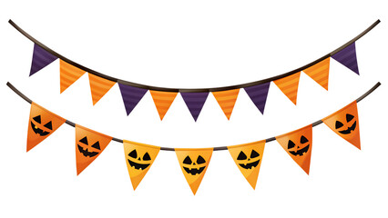 Fototapeta premium Halloween party flag on transparent or white background, Halloween bunting clipart