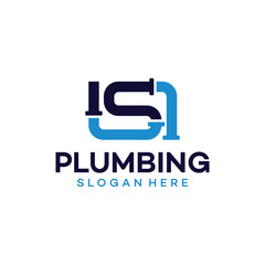 Plumbing water with initial letter S logo design template