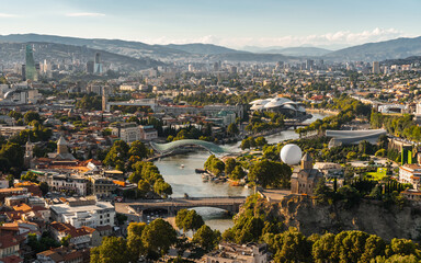 Cityscape of Tbilisi city. View from the hill