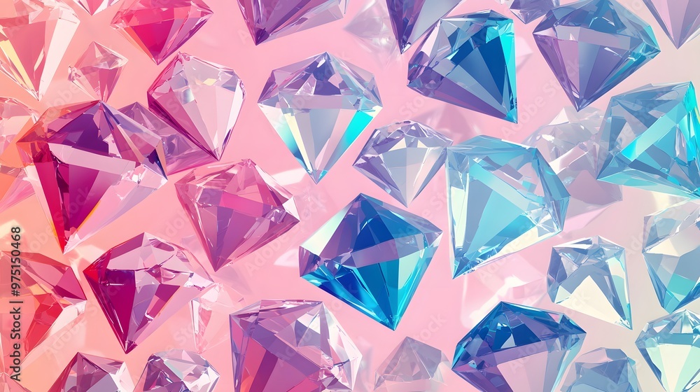 Wall mural Colorful Gemstones on a Pink Background.