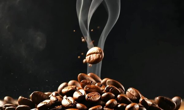 Slow Motion Coffee Beans Falling: Captivating Visuals