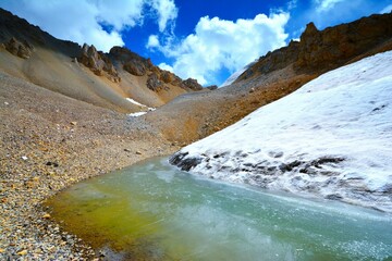 Crossing the Gaznok Pass (4270 m) in the Gissar Range separating Obiborik from Maykhura River...
