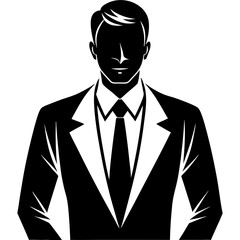 Business man silhouette style vector art in white background