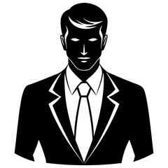 Business man silhouette style vector art in white background