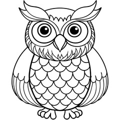 Owl coloring page line art in white background 