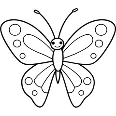 Simple and cute butterfly line art vector 