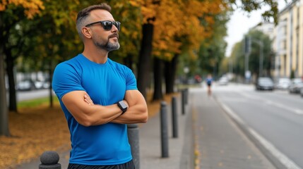 Fitness enthusiast participating in virtual 5K race using tracking apps. AI generated